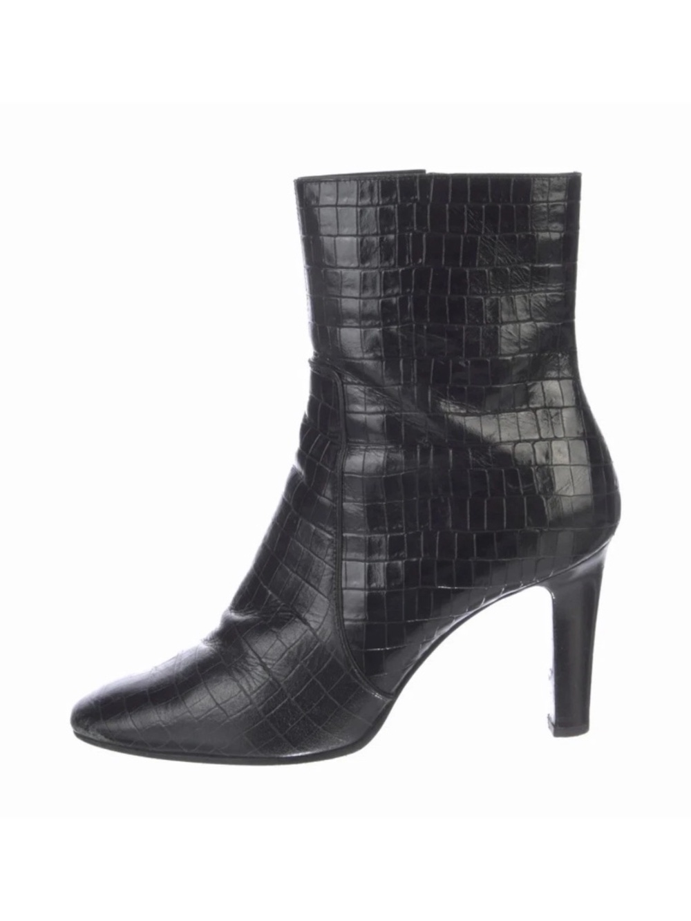 YSL Saint Laurent Shiny Crocodile Embossed Jane 90 Zip Booties | Size 41 (US 10)
